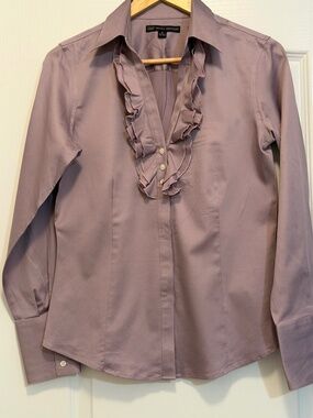 Brooks Brothers 346 Lavender Ruffle Front Blouse - Size 6
